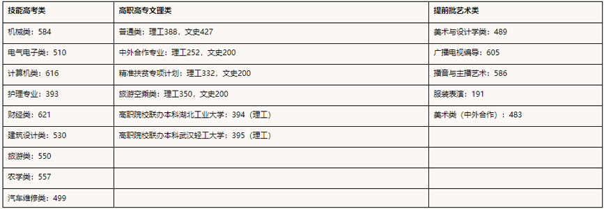 武汉职业技术学院2019年湖北省各批次录取分数线.jpg